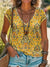 Vintage Ethnic Floral Art Print 100% Cotton V-neck T-Shirt Multicolor / S
