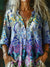 Women’s Vintage Ethnic Floral Art Print Casual Cotton Linen Shirt Multicolor / S
